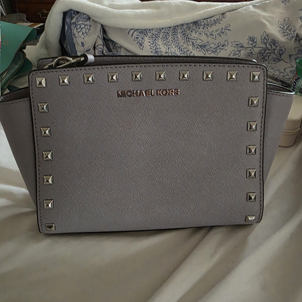 Michael Kors Silver Studded Clutch